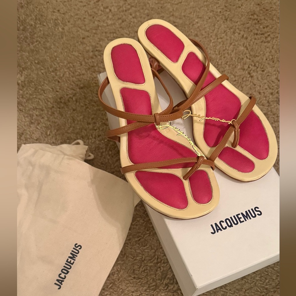 Jacquemus Sandals - Vibrant Pink and Tan